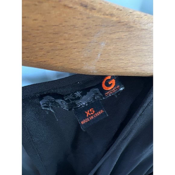 G Long Sleeve Romper Womens XS V-Neck Pockets Keyhole Back Button Black - Picture 3 of 6